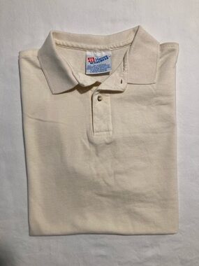 Vintage Hanes Men's Cream Short Sleeve Polo (145)